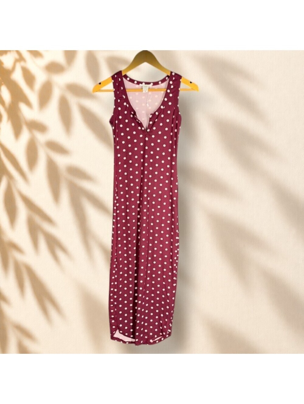 Capella Dress Women M Medium Pink Polka Dot Maxi Long V-Neck Sleeveless Casual
